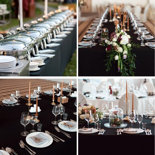 Aocoz Rectangle Tablecloths 90x132 Inch 6 Pack Black Tablecloth for 6ft Washable Decorative Linen Polyester Table Cloths for 8ft Dining Table Banquets Buffet Parties and Wedding