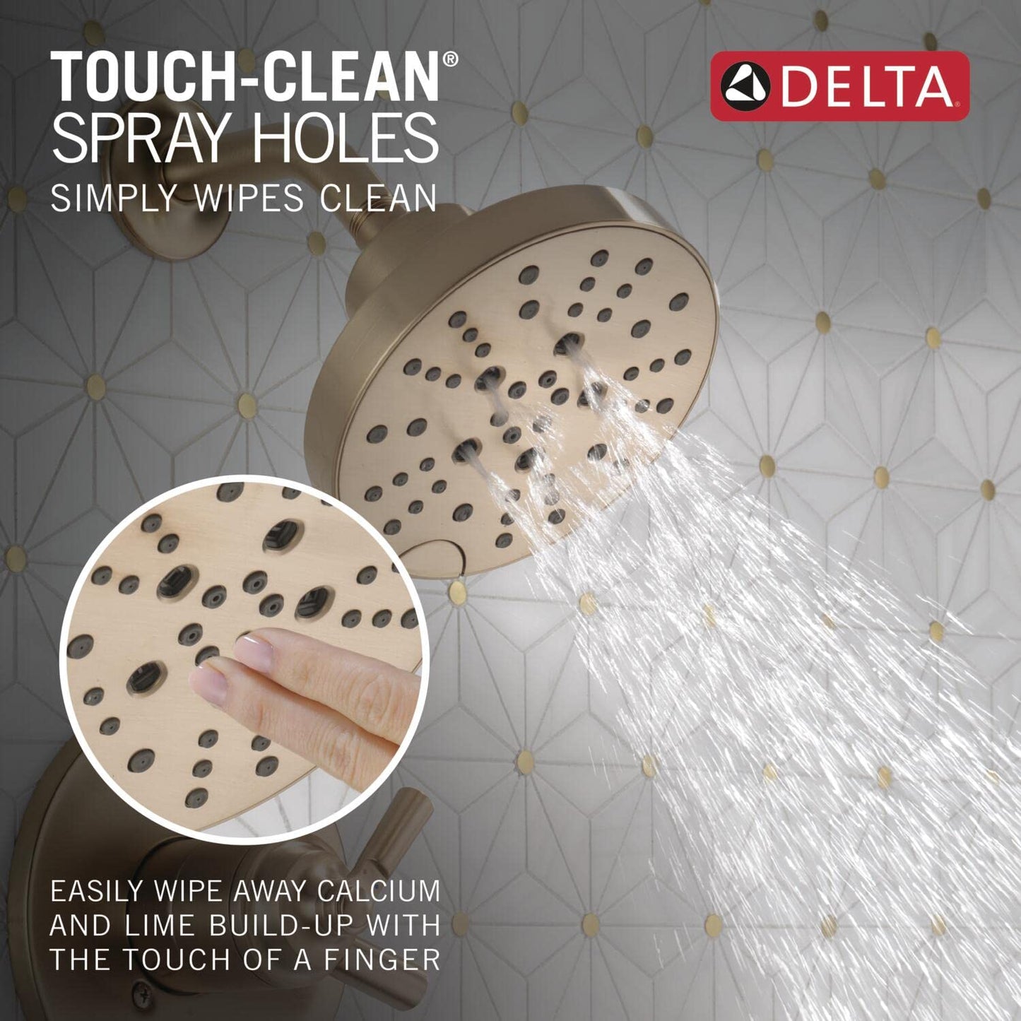 Delta Faucet Saylor 17 Series Gold Shower Valve Trim Kit with H2Okinetic Shower Head, Delta Shower System, Shower Faucet Set, Shower Head and Handle, Champagne Bronze T17235-CZ (Valve Not Included)