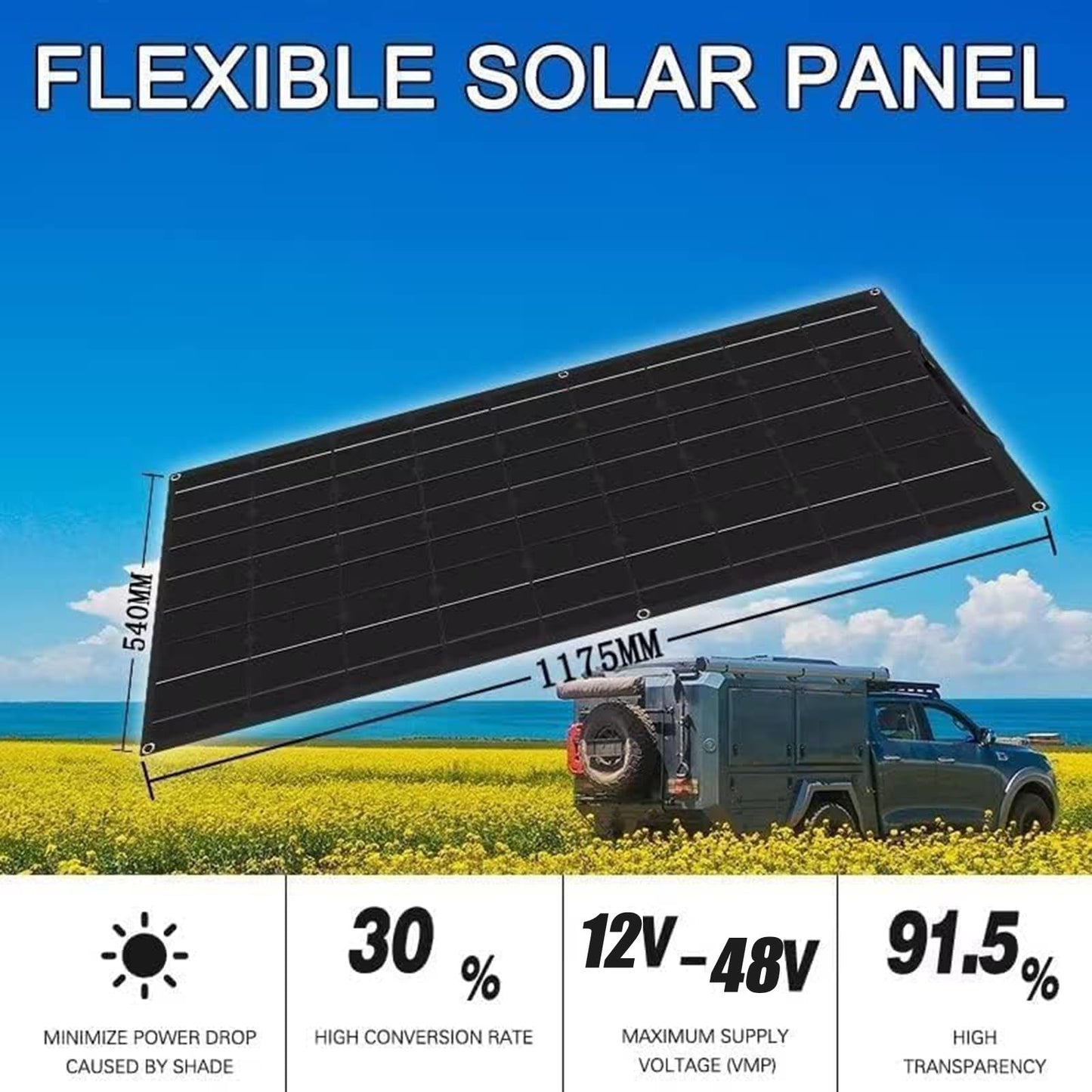 1000 Watt Solar Panel Kit, 2 × 500 Watt Flexible Solar Power Panel Photovoltaic Module with 40A Solar Charge Controller Monocrystalline Solar Panel for Camping Off Grid Battery Charging Boat