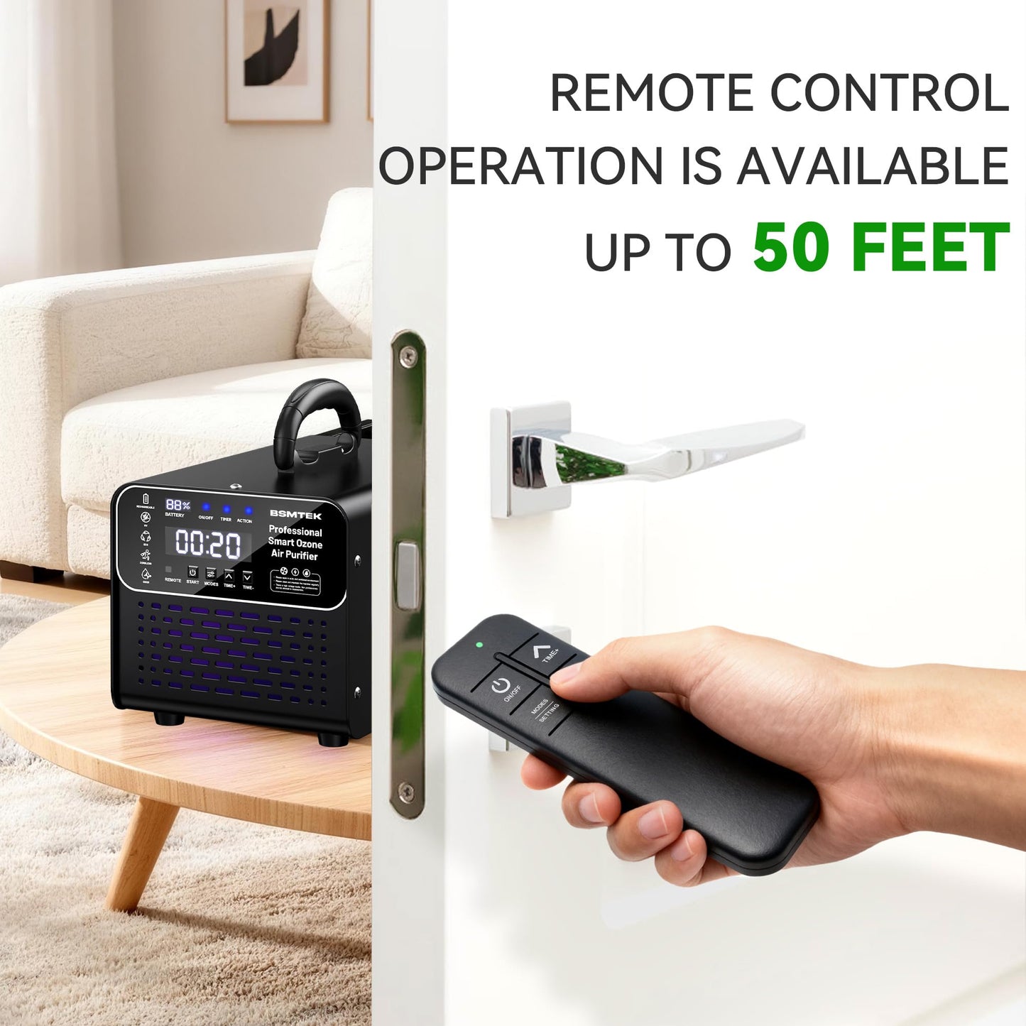 Cordless Ozone Generator - 1,000,000mg/h Professional Grade Covers 10000 Sq-Ft+, 2026 Upgraded Portable Deisgn with 2x 5000mAh Battery for 8-10 Hours Use, With Remote Control, Black
