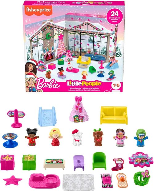 Fisher-Price Little People Barbie Advent Calendar - 24 Christmas Figures & Playset for Toddlers