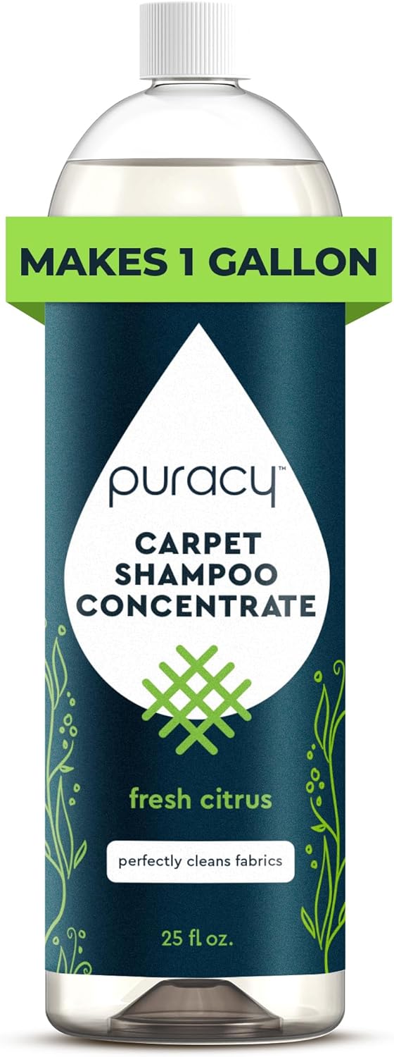 Puracy Carpet Shampoo - Pet Stain & Odor Remover | Concentrated Rug & Upholstery Cleaner (Fresh Citrus, 25oz)