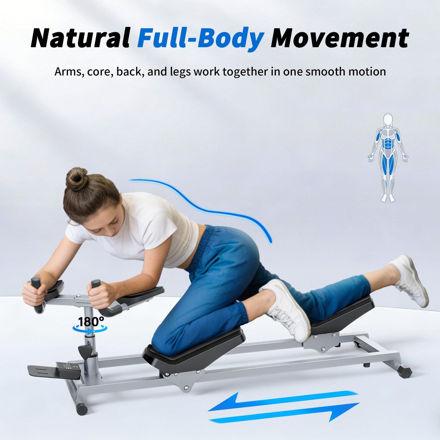 seanleecore Crawl & Spine Twist and Stretch Trainer – Full Body Low-Impact Cardio Machine with Adjustable Hand Grips, Knee Support & Steel Frame | Home Gym Equipment (LCD Monitor Crawling Machine)