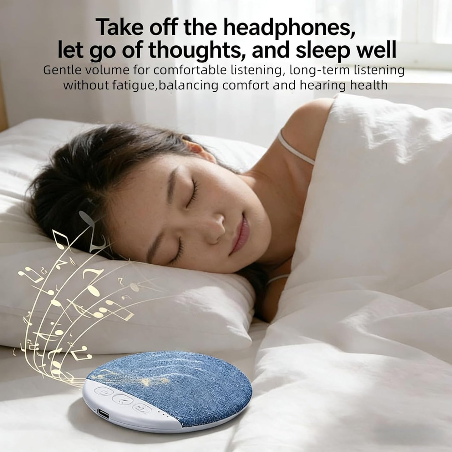 JYETLWJ 2026 1.1cm 5.4, New Bluetooth Pillow Speaker for Sleeping, Ultra-Thin Under Pillow Speaker with White Noise