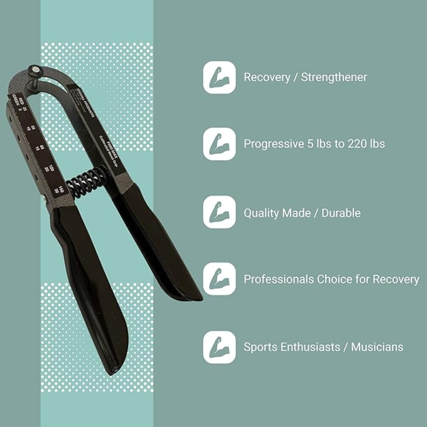 Stovall Adjustable Grip Strength Trainer | Professional Physical Therapy Hand Grip Exerciser | Rehab Hand Exerciser with Resistance from 5 to 150 lbs, Made In The USA