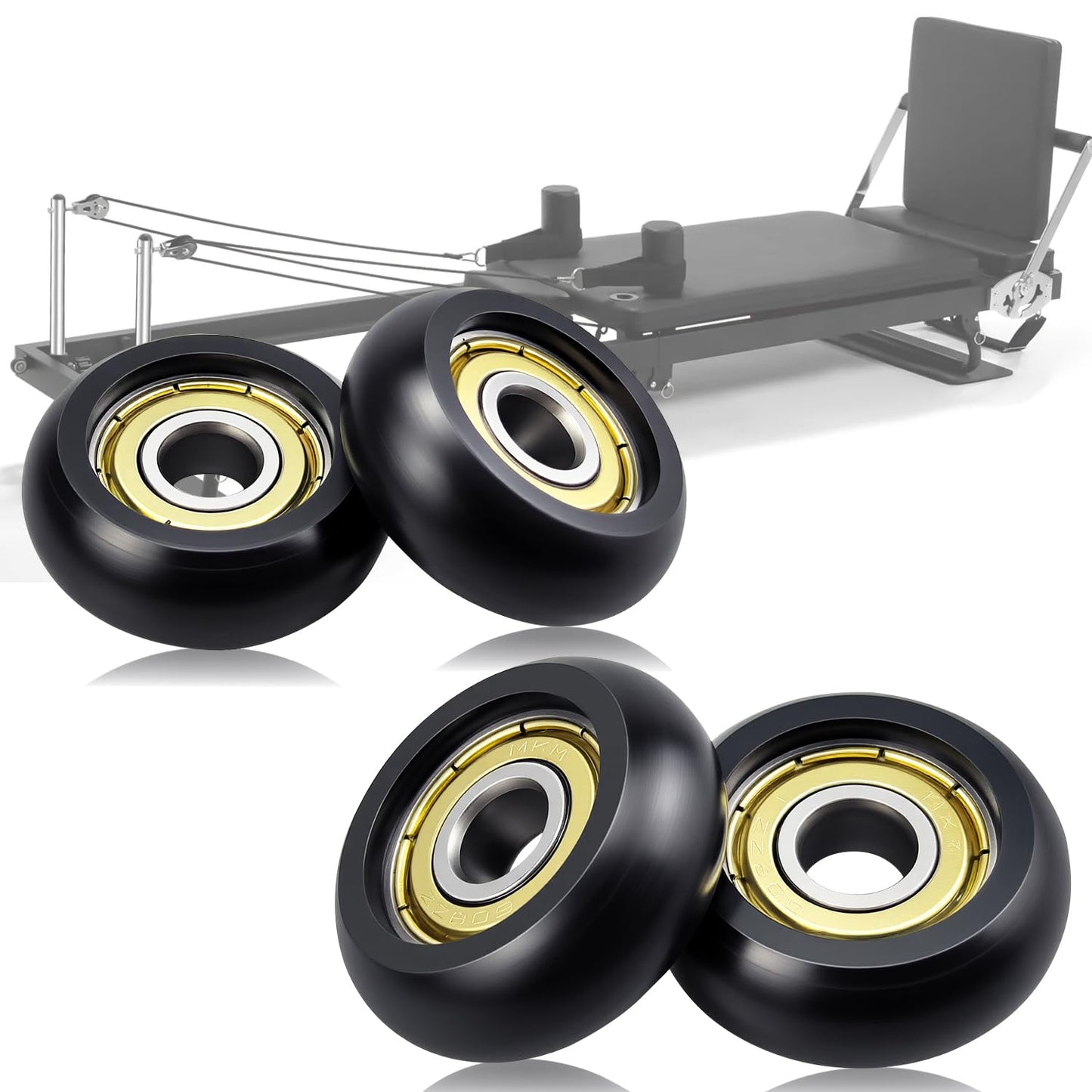 Replacement Roller Wheels 32mm, Compatible with Aero Pilates Reformer Machines, Smooth and Quiet Glide, Wear-Resistant & Durable, High-Density POM Material, 8mm Axle Diameter, Anti-friction, Safe & Precise Workout, 4 Pieces Per Pack