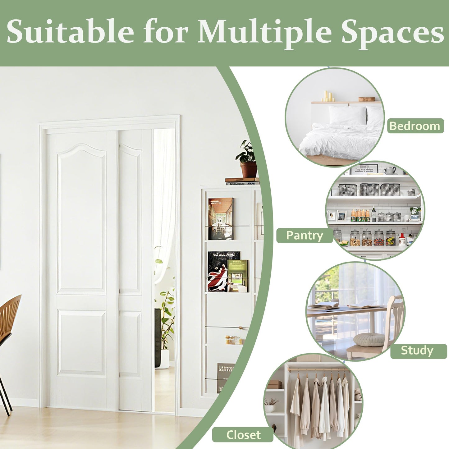 ARKHJEM Sliding Closet Door 60"(Double 31") x80, Raised Textured 2-Panel Hollow Core Bypass Closet Doors, Preassembled White Primed Paintable Door Panels with Top & Bottom Track Hardware Kit