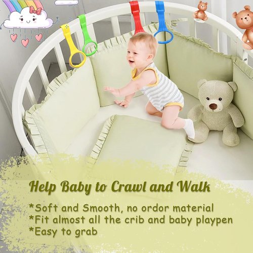 Baby Pull Up Ring - 8 Pack Stand Up Walking Assistant Handles for Playpen & Crib