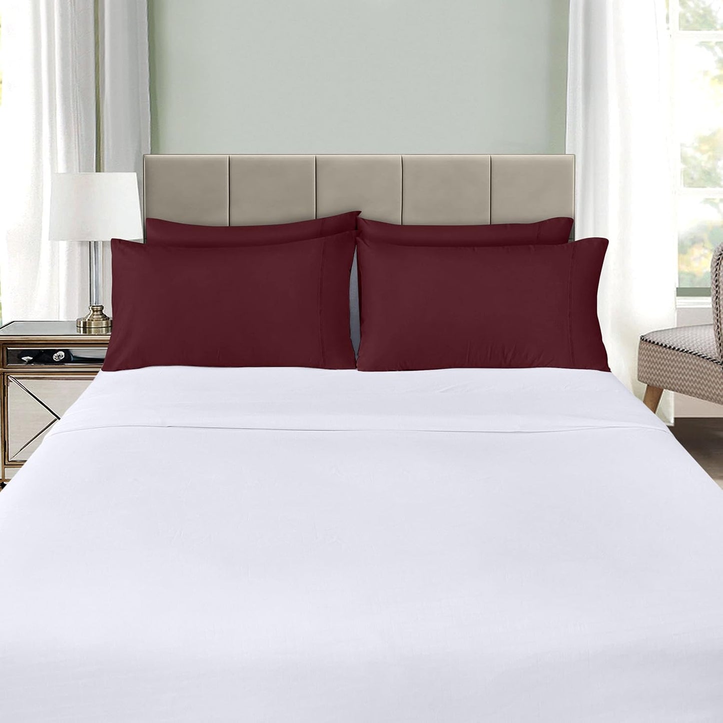 Utopia Bedding King Pillow Cases - 4 Pack - Soft Brushed Microfiber - Fade Resistant 20 X 40 Inches (Burgundy)