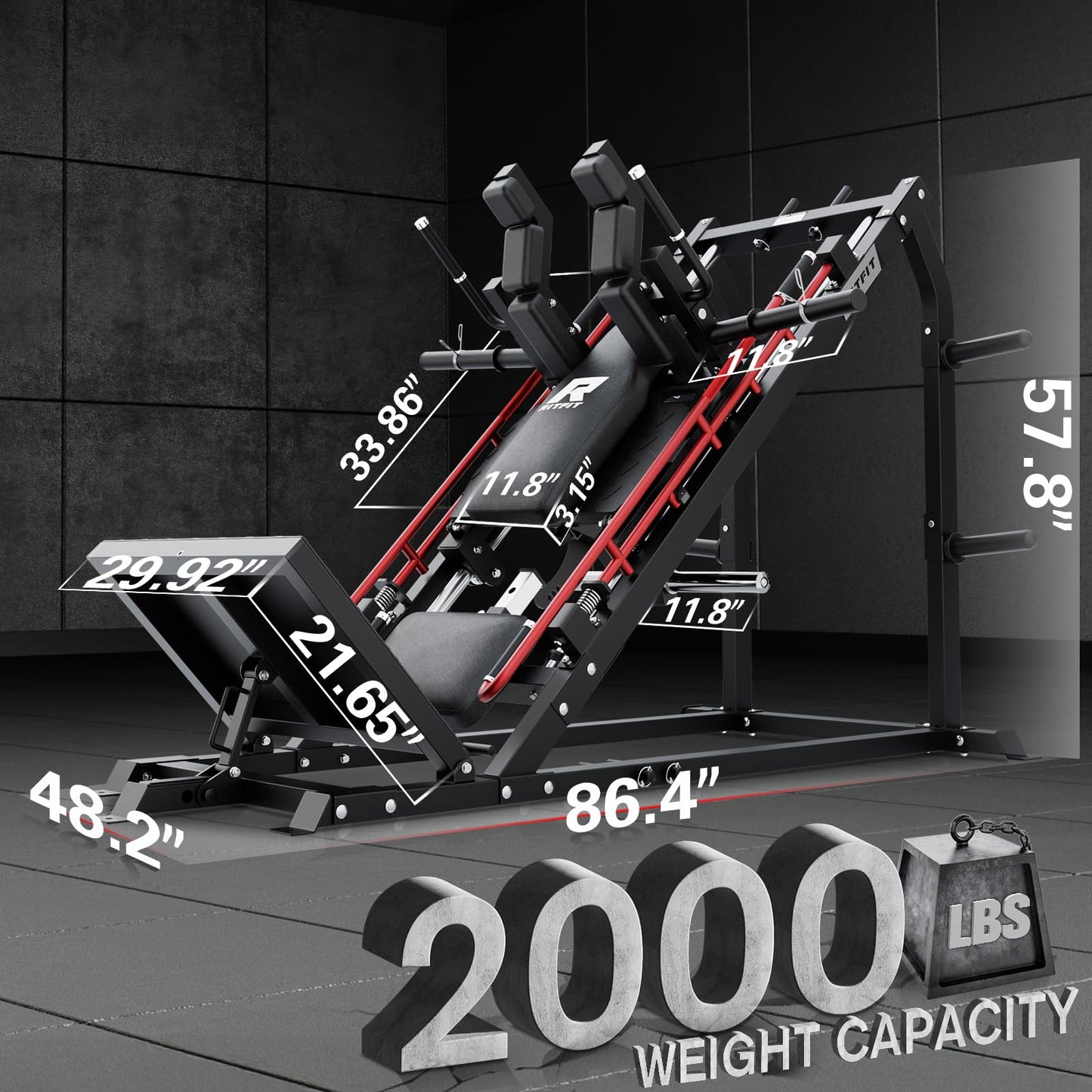 RitFit Gazelle Pro 3 in 1 Leg Press and Hack Squat Machine - High-Tensile Steel Leg Press Machine, 2000lbs Capacity, Adjustable Angles with Weight Storage