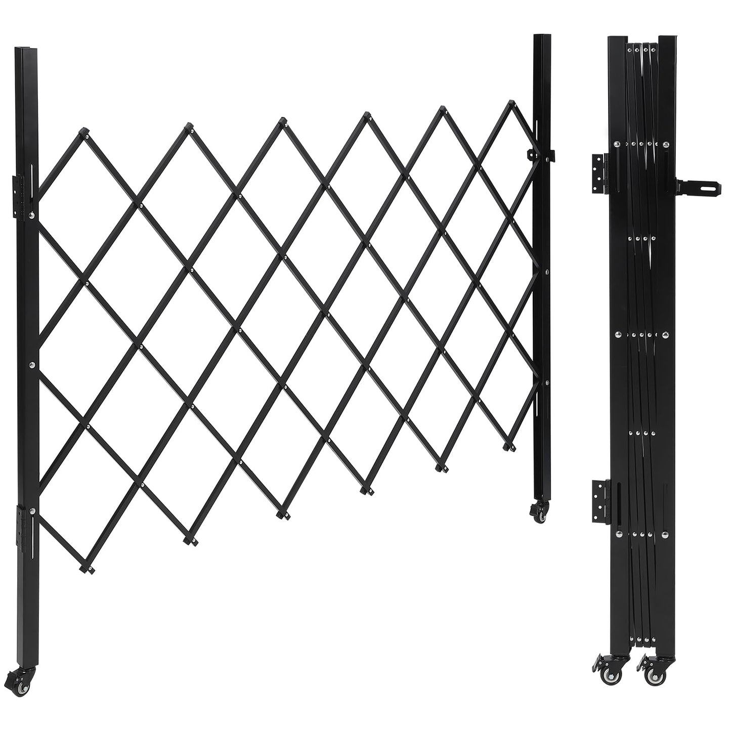 Garvee Scissor Gate Folding Security Door Gates, 61" H x 71" W Flexible Expanding Security Door - Steel Accordion, 360° Rolling Wheels with Padlock, Black