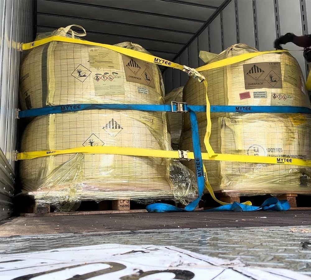 Mytee Products (20 Pack) 2'' x 20' E Track Straps w/Spring E-Fittings - Blue Ratchet Etrack Straps w/Heavy Duty 4000 lbs Breaking Strength for Enclosed Trailers, Trucks & Vans