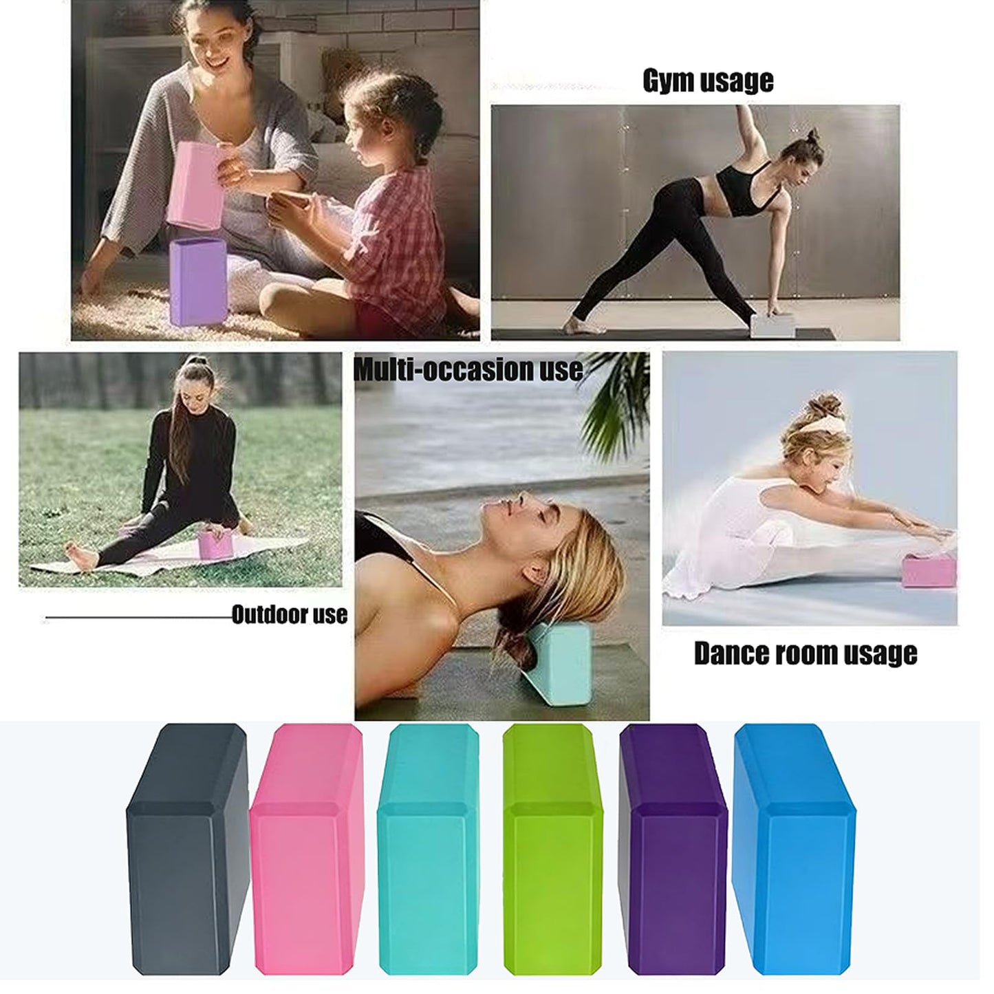24 Pcs Foam Yoga Blocks Lightweight Non-Slip Supportive Yoga Bricks Yoga Props Accessories for Women Men, Stretching and Meditation (6 Colors)