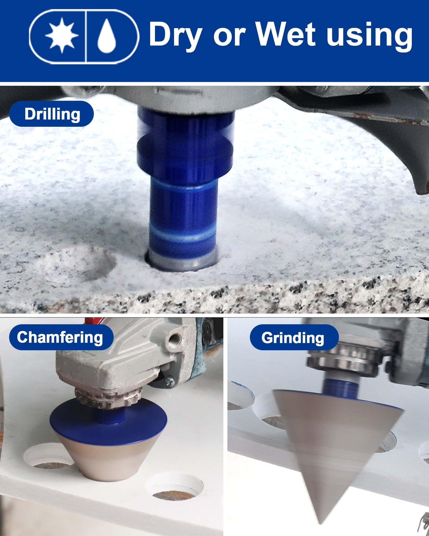 SHDIATOOL Diamond Tile Drill Bits Set,Porcelain Hole Saw, Cutter for Marble Ceramic Granite 10pieces(6/6/20/25/35/50/75/100mm/2 inch)