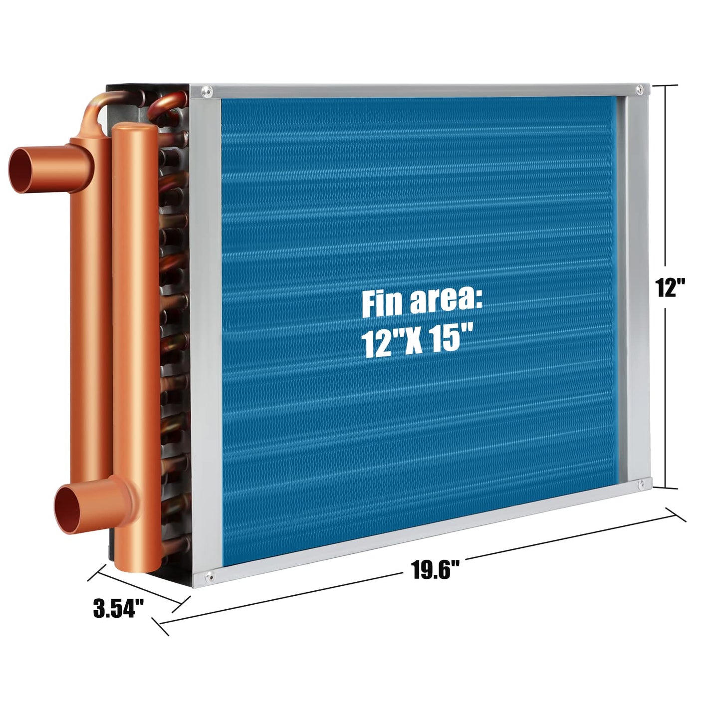 12 x 15 Heat Exchanger Water To Air, Copper Ports for Outdoor Wood Furnaces, Residential Heating and Cooling, and Forced Air Heating