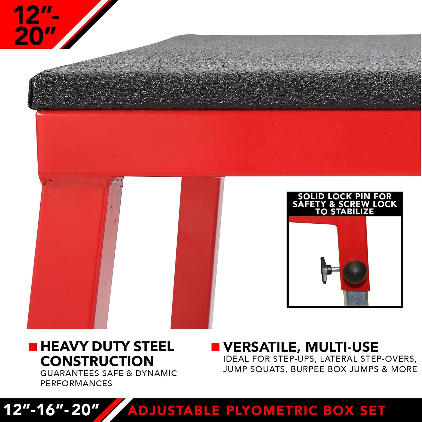 JFIT Adjustable Plyo Box 12", 16", and 20" Heights