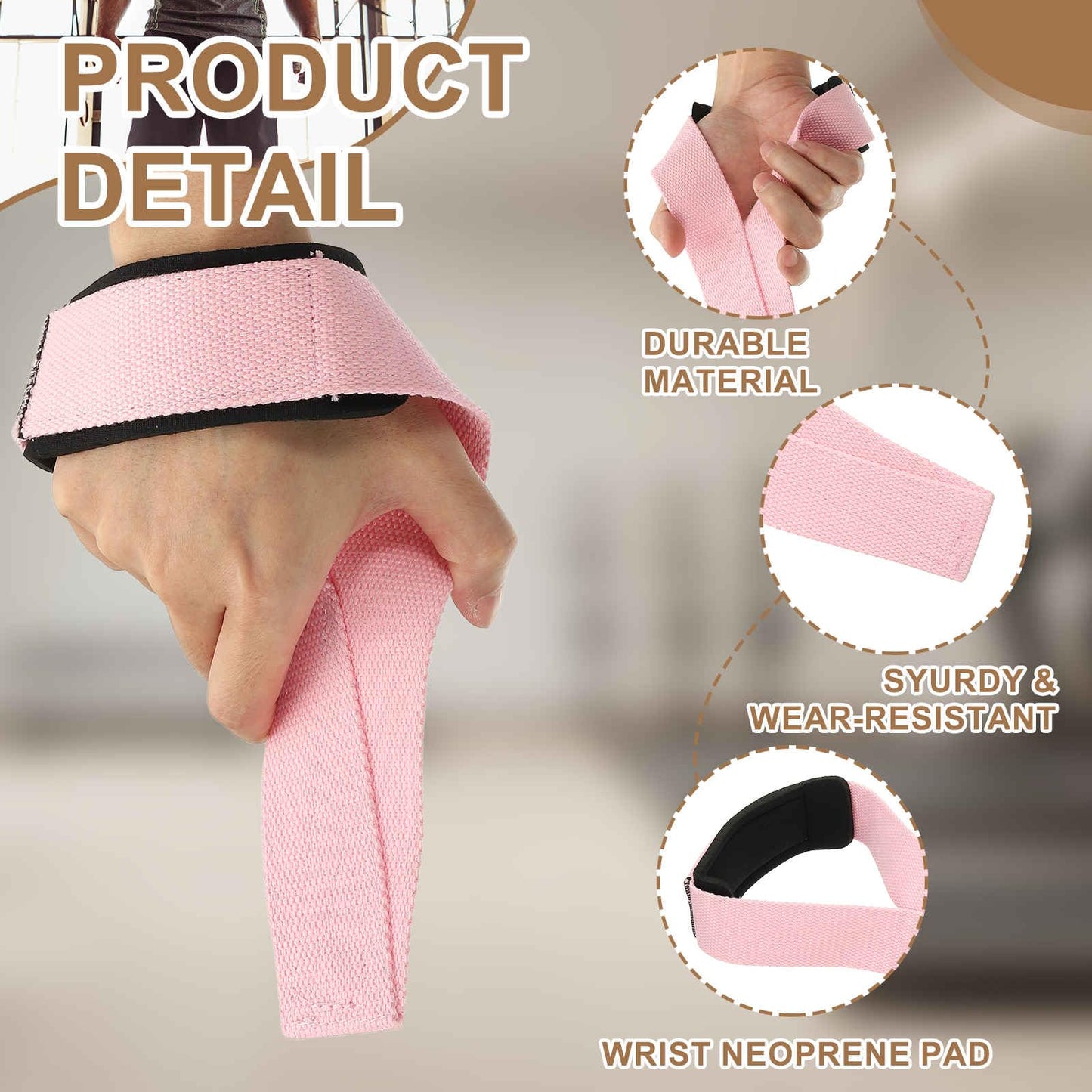MECCANIXITY Lifting Straps Heavy Power Durable Cotton Lifting Wraps Weight Lifting Gym Wrist Straps for Weightlifting Powerlifting Deadlifting Strength Bodybuilding, Blue/Pink 2 Pair