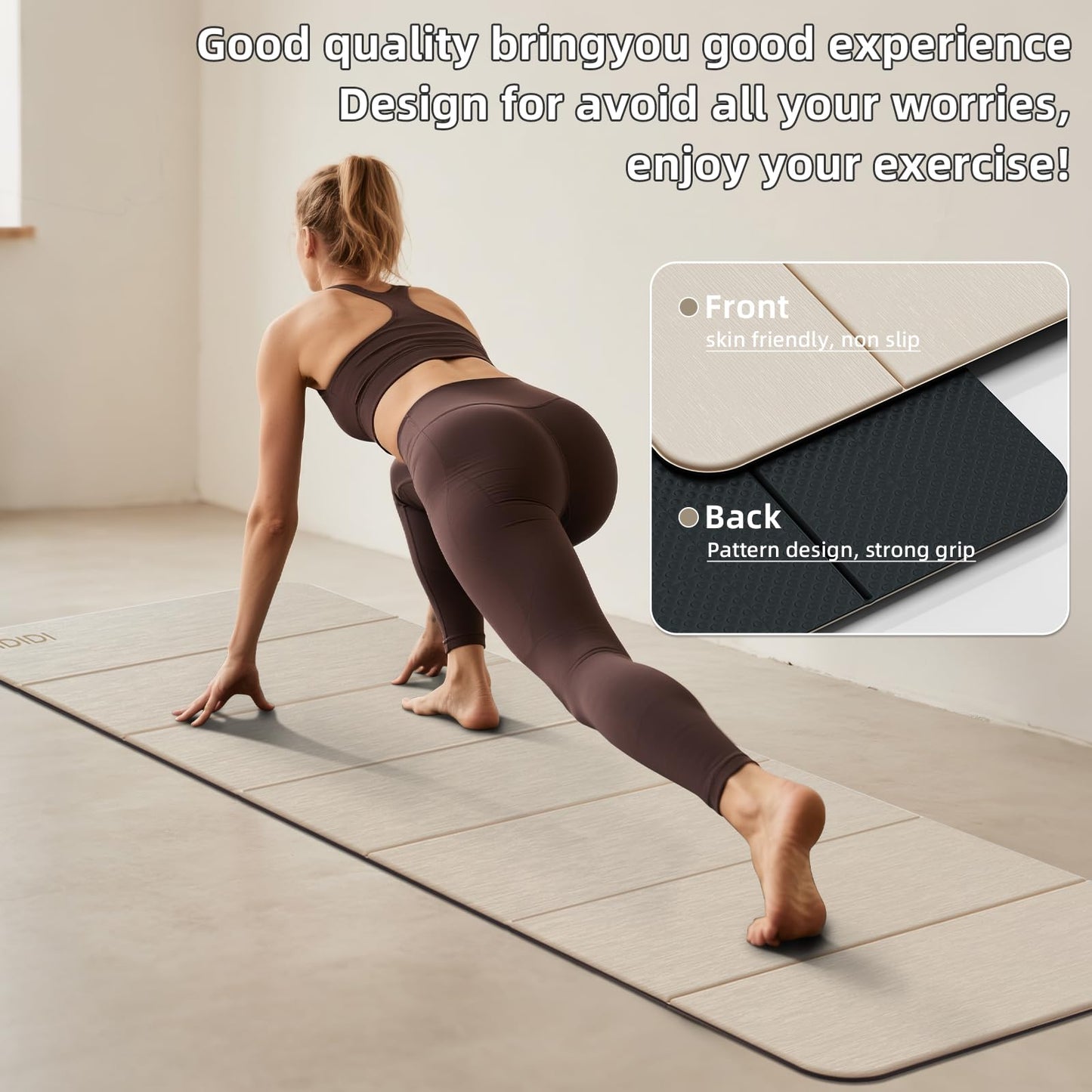 IDIDI Foldable Yoga Mat Extra Thick 0.32 Inches（8mm） - SGS Certified POE Material Exercise Mat, Non-Slip Design Fitness Mats, Multi-Purpose Workout Mats for Studio or Home Use