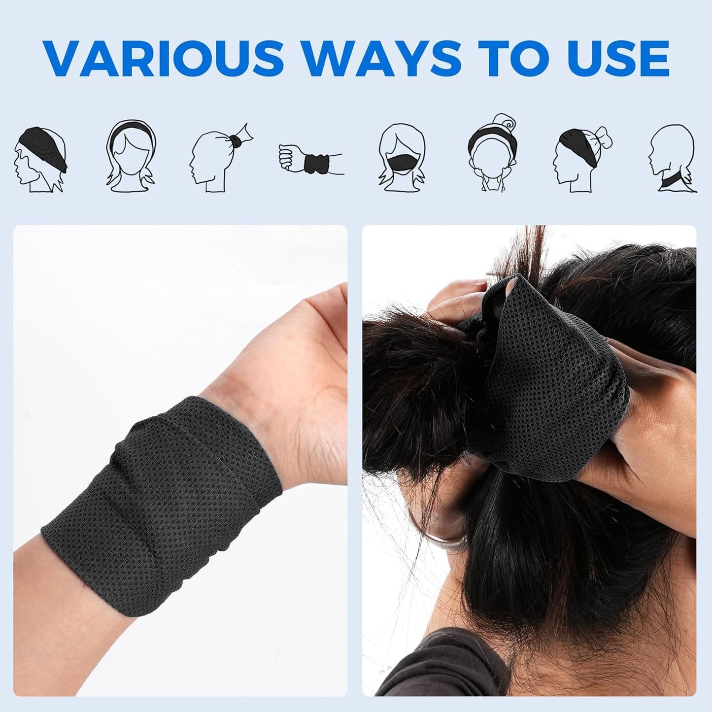 Wide Headbands for Men, Instant Cooling Elastic Non-Slip Workout Headbands, Moisture-Wicking Sports Sweatbands for Gym, Yoga, Running