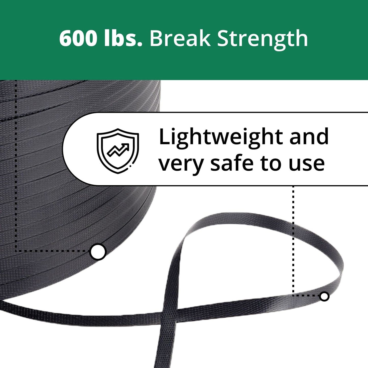 IDL Packaging 1/2" x 7200' Hand Grade Polypropylene (PP) Strapping Roll of 16" x 6" Core Size, 600 lbs Break Strength - Lightweight and Affordable Poly Banding - Flexible Packing Straps