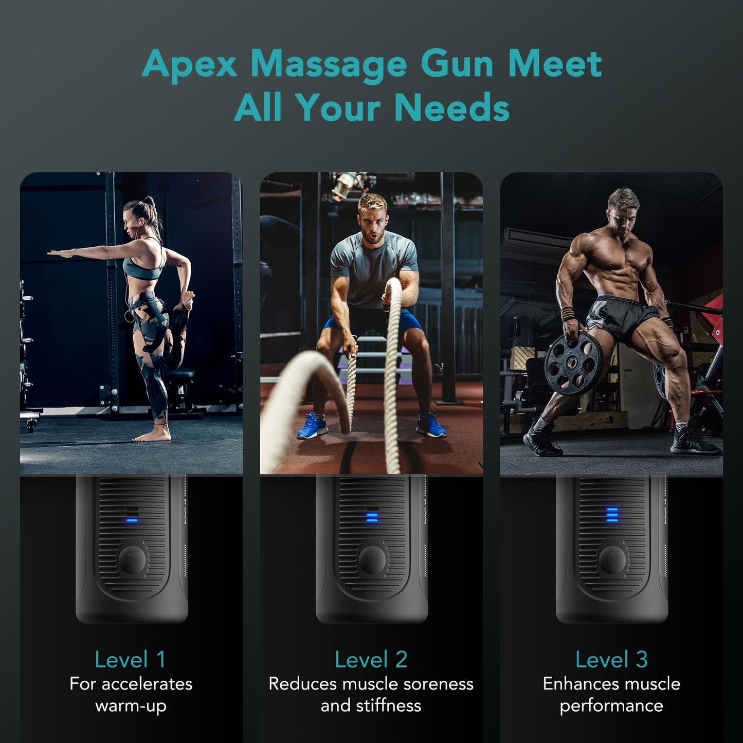 Opove Apex Massage Gun Deep Tissue 14.5mm Percussion Fascia Muscle Massager for Athletes Workout Pain Relief Recovery Relaxation, Professional Therapist Choice, Ergonomic for Effortless to Use