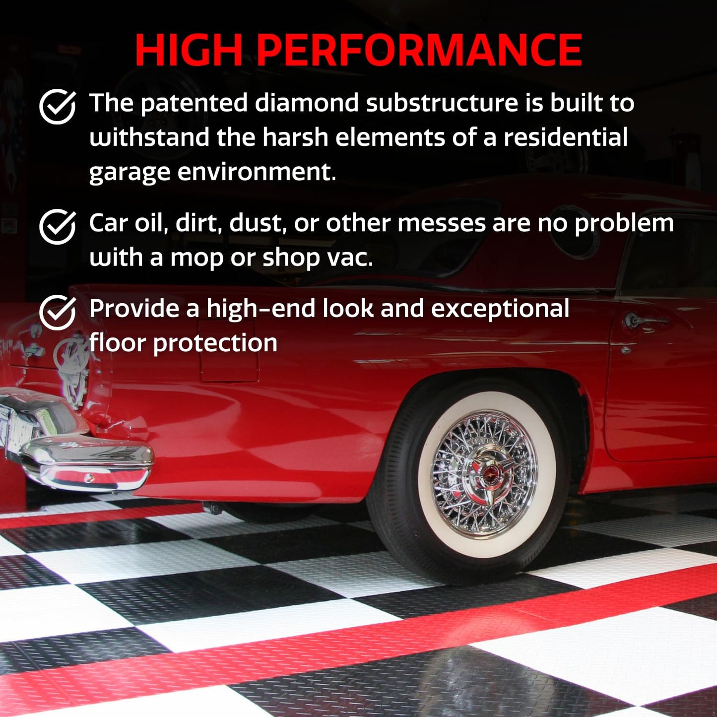 Big Floors GarageTrac Garage Floor Tiles, Interlocking Garage Flooring, Diamond Pattern Non-Slip Heavy-Duty Copolymer Modular Tile, Easy Install (Purple, 24 Pack of 12 x 12" Tiles, 24 Sq Ft)