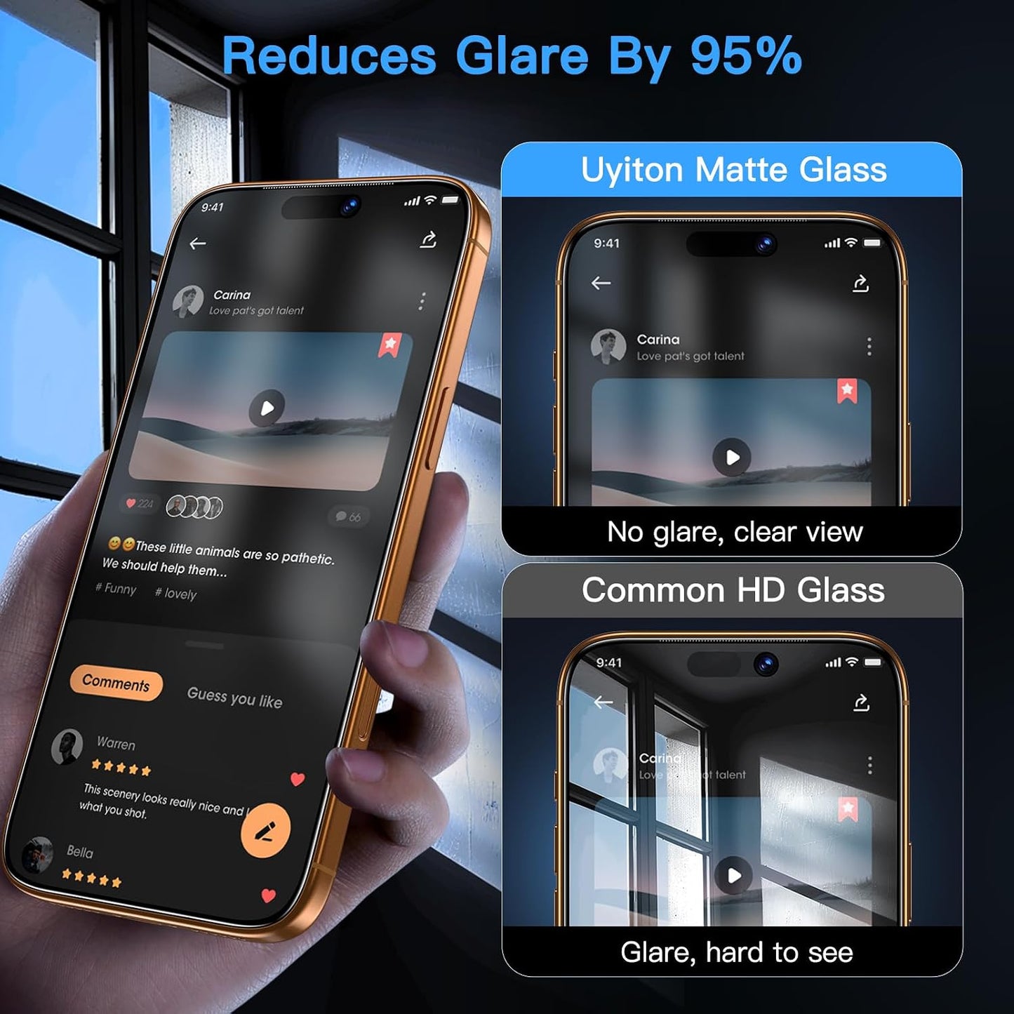 17 9H 2 Pack Uyiton for iPhone Pro Max Matte Privacy Screen Protector - Anti-Fingerprint [Easy to Install] Anti-Spy