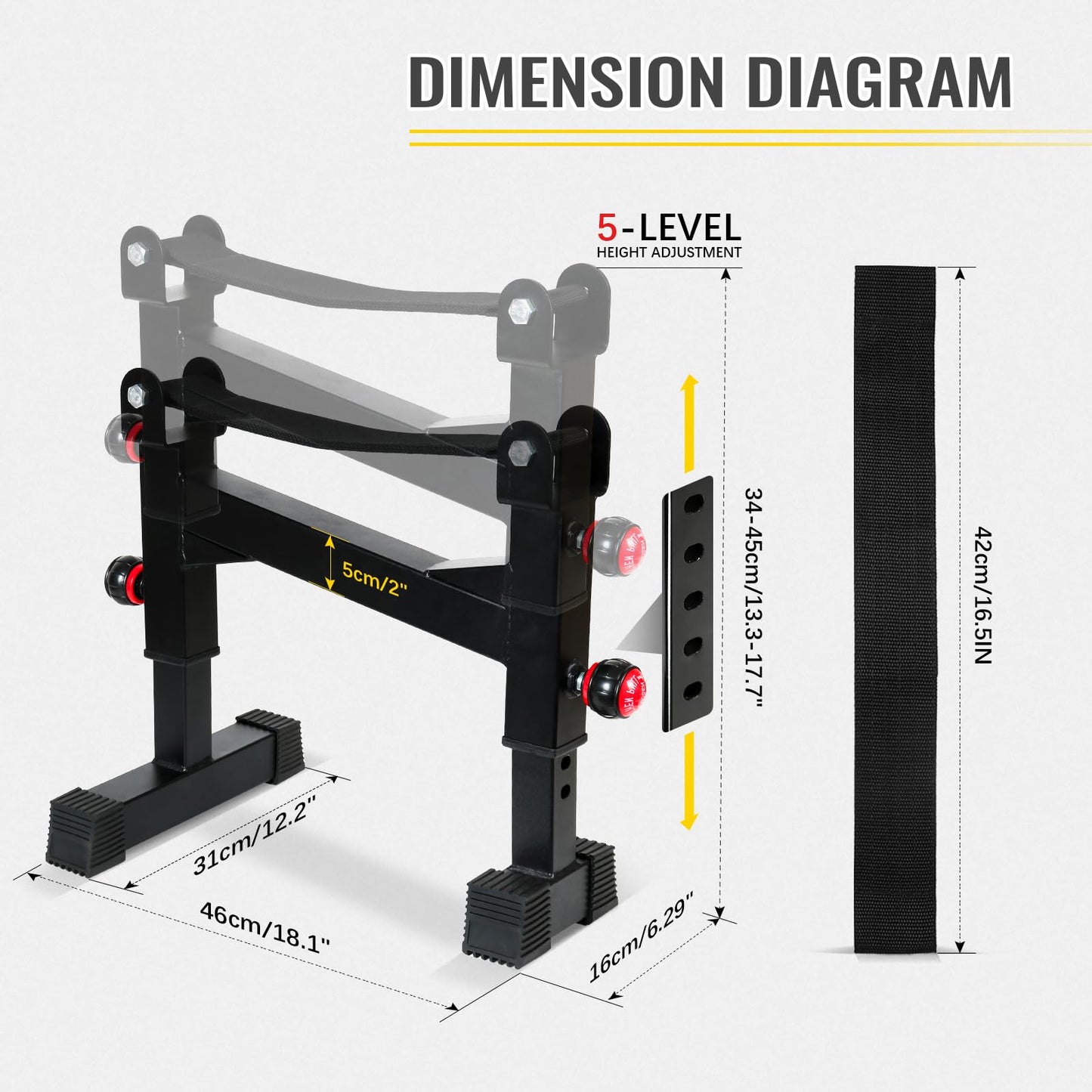STARSNET Deadlift Sling Rack, Deadlift Platform Barbell Elevation Stand with 5-Level Height Adjustment for Home Gym Weightlifting, 880 lbs Capacity