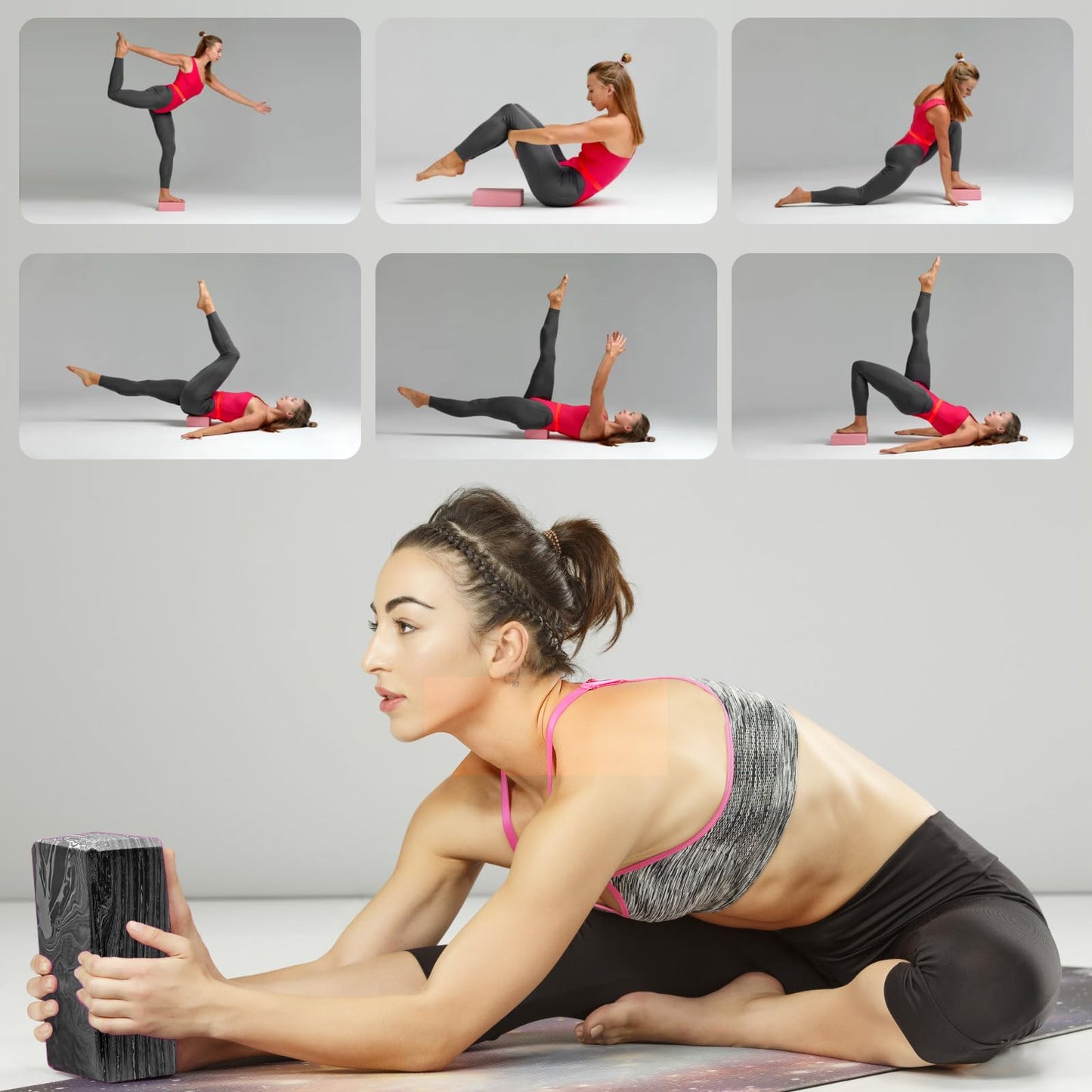 2-Pack Yoga Blocks, High-Density 9"x6"x3" Yoga Brick Foam Blocks Non-Slip EVA Foam Block Yoga Props Accessories for Yoga Pilates Stretching and Meditation (Camo Black)