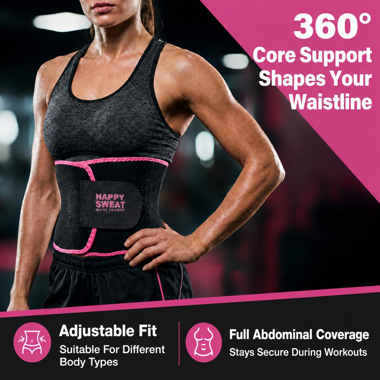 YITIANTL Waist Trainer for Women and Men Belly Fat, Neoprene Sauna Sweat Band, Stomach Wrap Waist Trimmer for Workout, Lower Back Support-Medium Pink