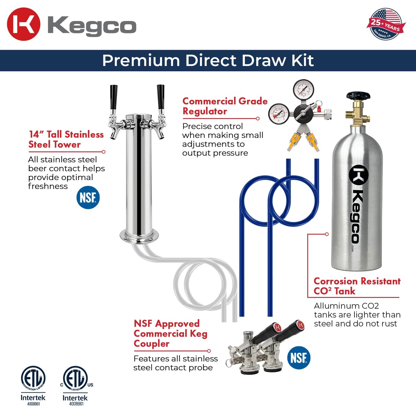 Kegco 3PK309X-2 24″ Dual-Tap Digital Homebrew Kegerator – Stainless Steel Draft Beer Refrigerator, Converts to Fridge