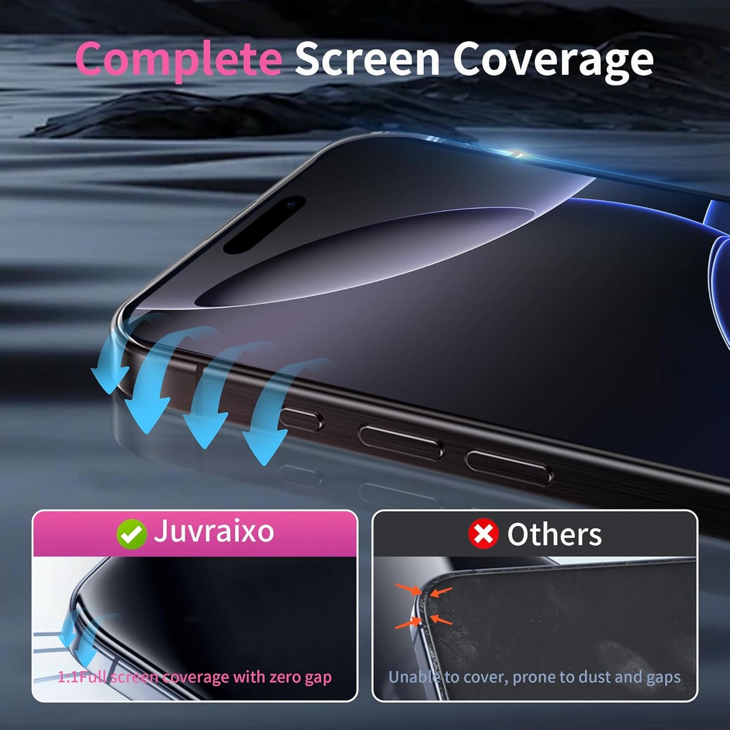 16 6.7 inch 16Plus 28 2 Juvraixo for iPhone Plus Privacy Screen Protector Gradient Colorful Tempered Glass Anti-Spy