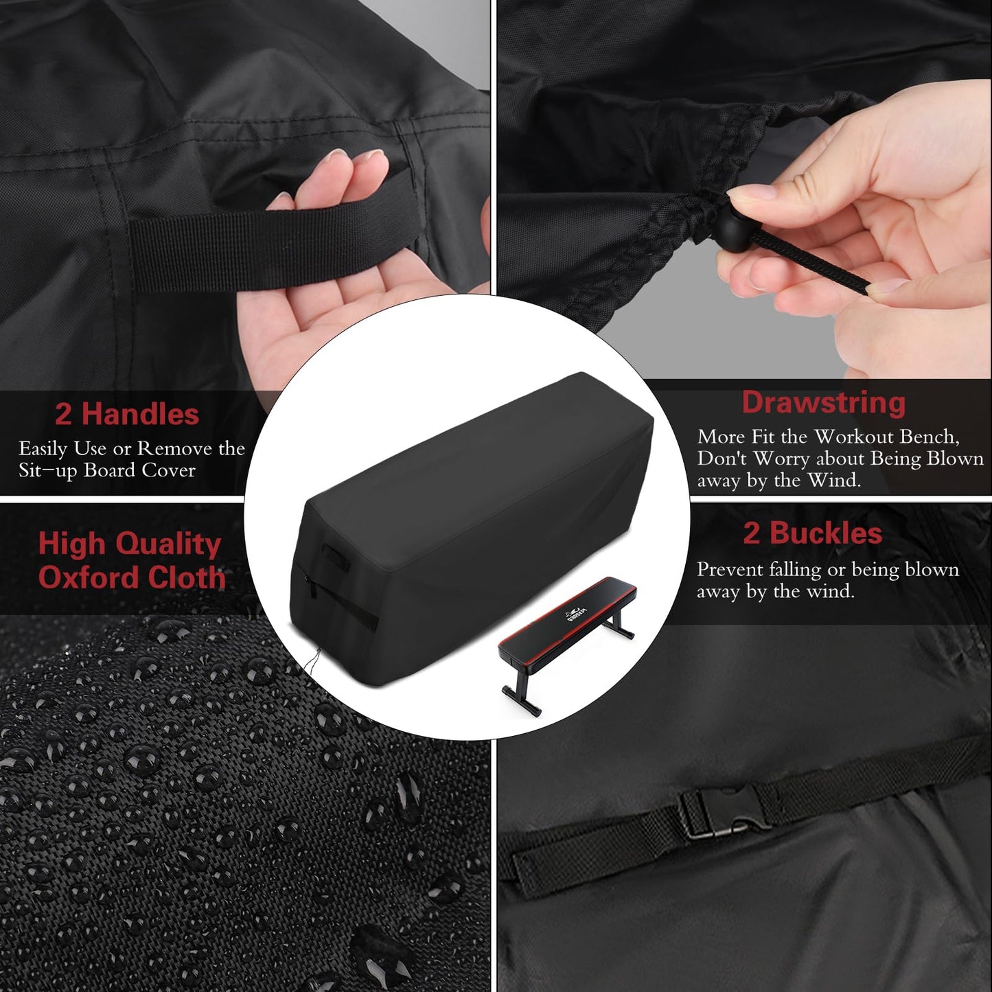 Weight Bench Cover - Exercise Workout Bench Cover Waterproof Protective Covers for Sit-Up Board - 45"L×12"W×16"H, Black