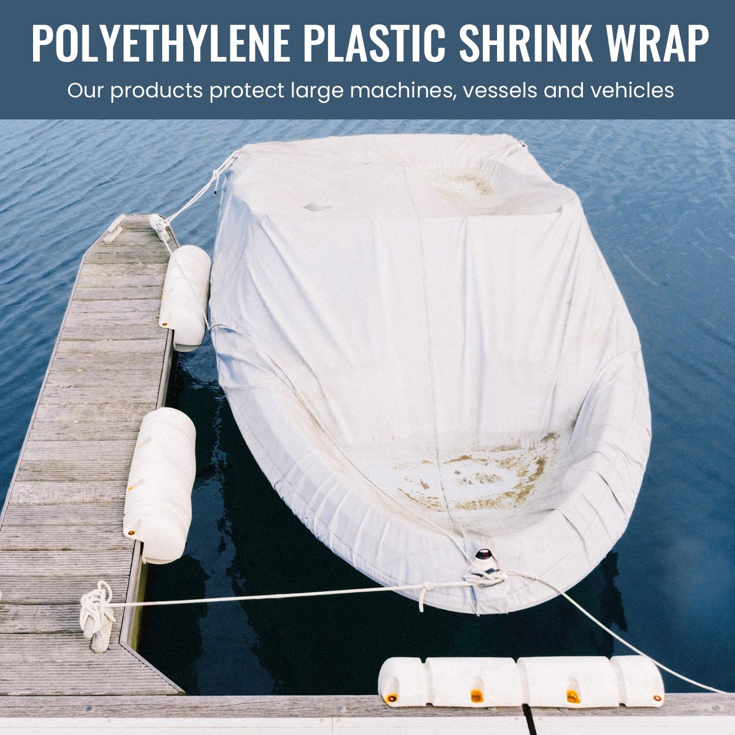 Geyoga 14' x 100' White Boat Shrink Film 7 Mil Thick Polyethylene Plastic Shrink Wrap for Use with Heat Gun Ldpe Marine Wrap Boat Film Plastic Sheeting for Protection and Storage