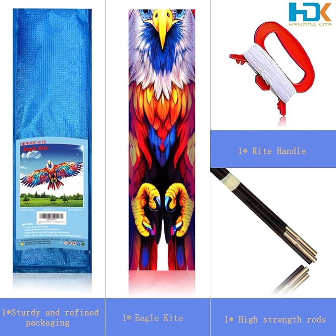 HENGDA KITE Giant Bald Eagle Kite,for Kids and Adults,Easy to Fly,Excellent Fabric and Structure Design,The Pictures are Beautiful in high Definition,Suitable for Beginners