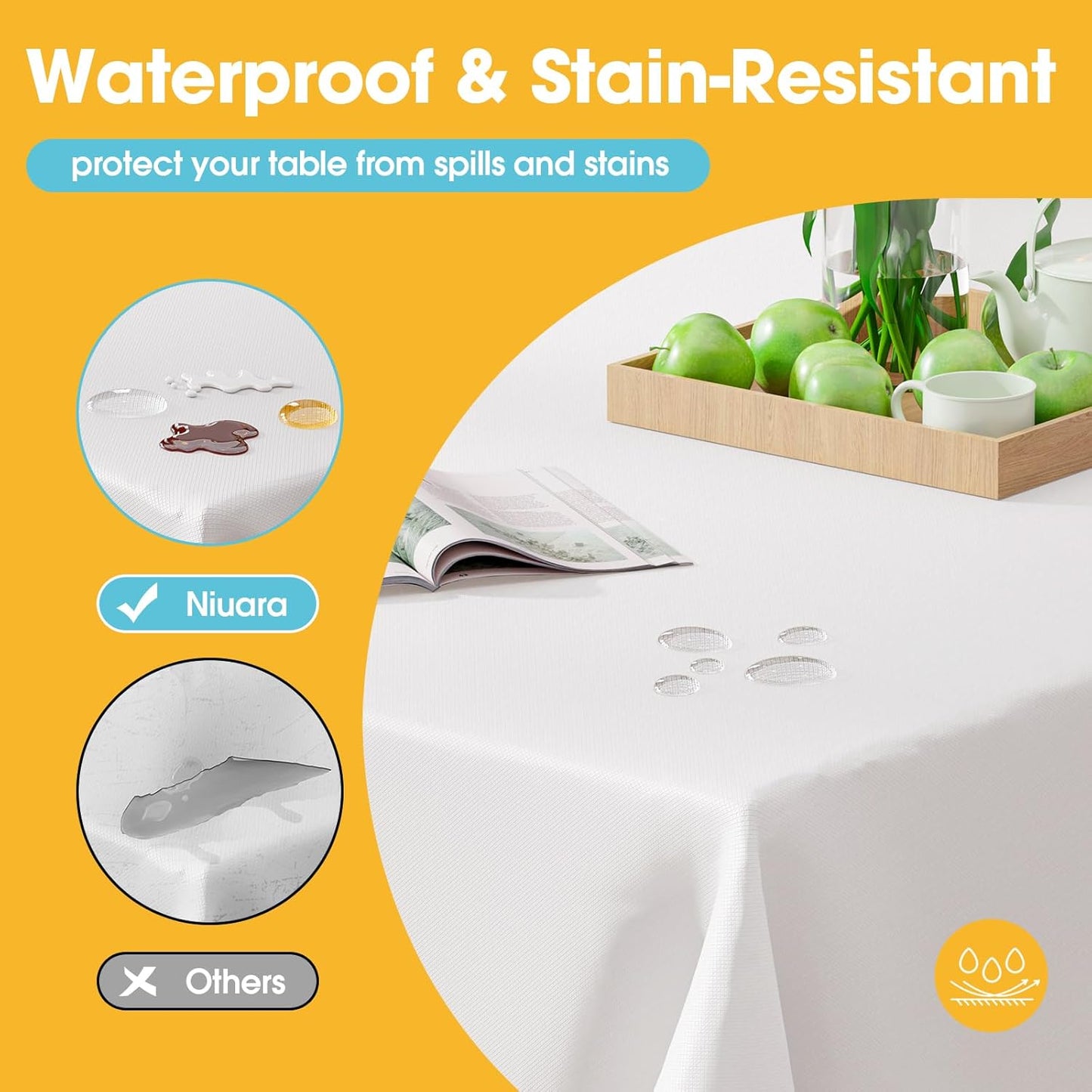 Niuara White Plastic Tablecloths - 30 Pack 54" × 108" Waterproof Disposable Covers for 6FT Tables | Perfect for Parties & Gatherings