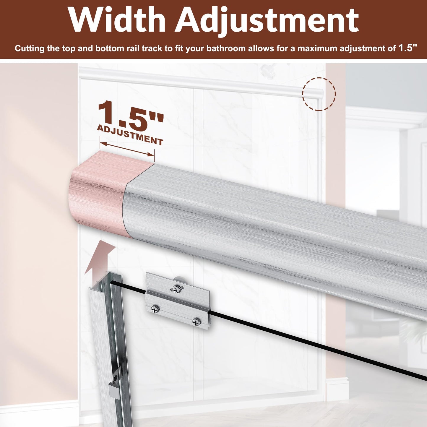 ELEGANT Showers 46.5 in.- 48 in. W x 72 in. H, Semi-Frameless 2 Bypass Sliding Shower Doors, 1/4 in. Shower Clear Glass Panel, Brushed Nickel Finish