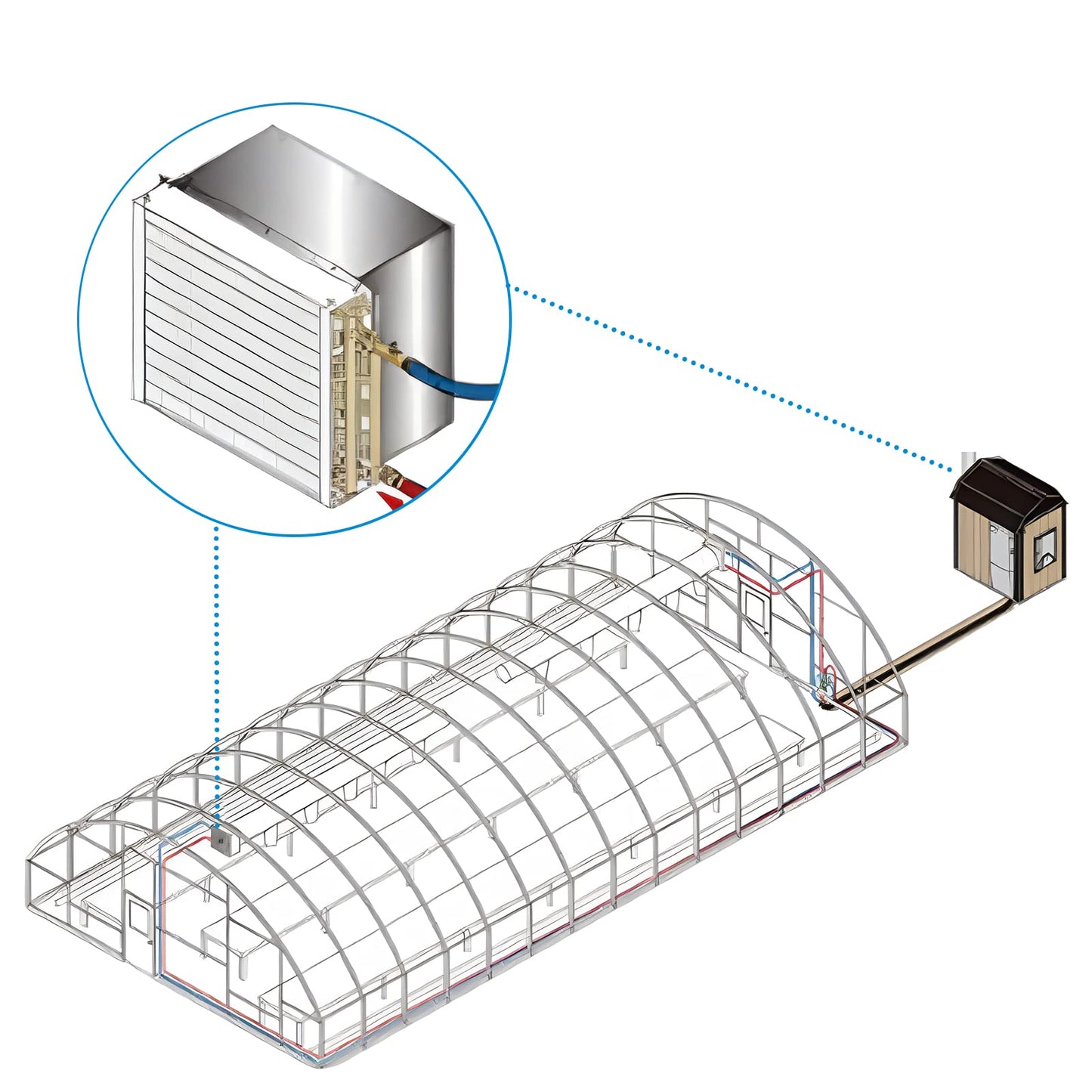 24x24 Heat Exchanger Water to Air, Copper Ports for Outdoor Wood Furnaces, Residential Heating and Cooling, and Forced Air Heating