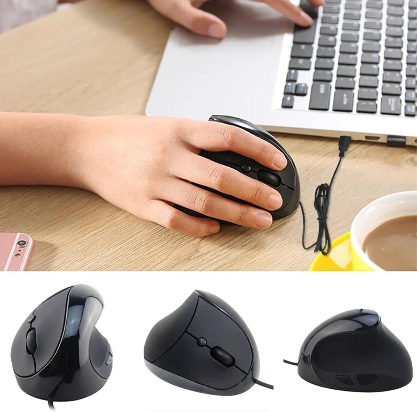 Lovskoo 3 6 Ergonomic Mouse Vertical Mouse Computer Mouse with DPI Modes, Buttons Computer Mice Wired Mouse for Laptop