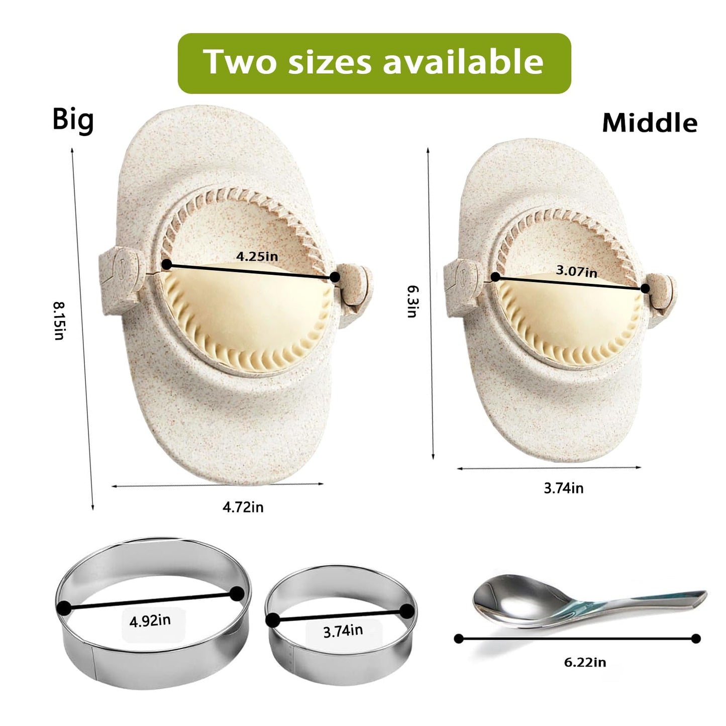 Empanada Maker Press & Dumpling Maker Set - 2 Sizes (4" + 3") Non-Stick for Empanada, Pierogi, Pastelitos, Calzone, Turnovers, Ravioli, Gyoza - Kitchen Tools with Easy Release Design