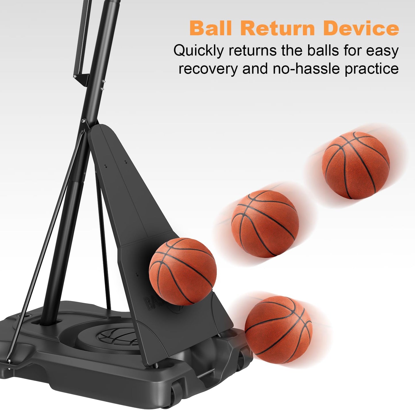 LotFun Portable Basketball Hoop, Outdoor 5-10FT Manual Crank/Hand Pull Adjustable Basketball Goal with 44 Inch PC Backboard & Wheels, Basket Ball Portable Hoops Backyard, Driveway (Hand Pull Handle)