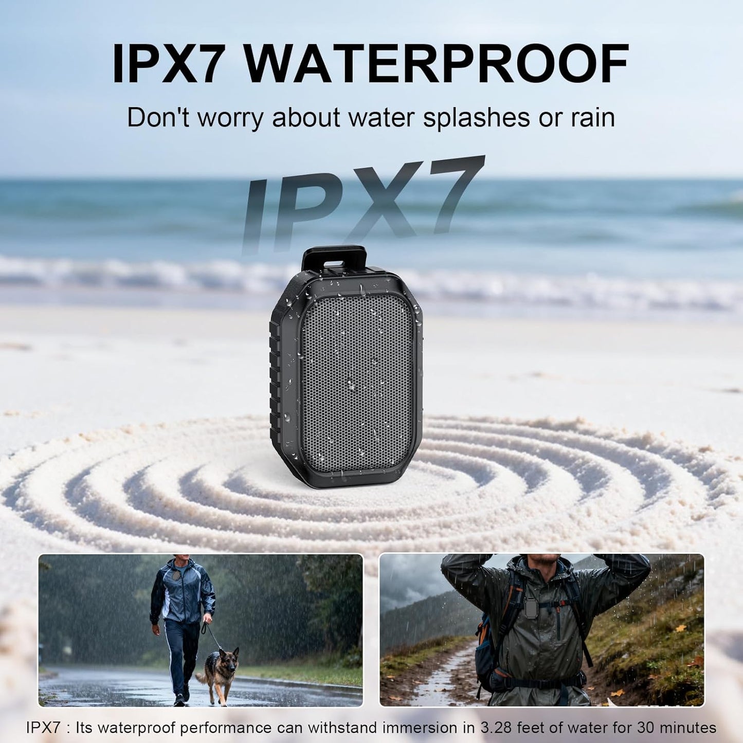 Xinborry Speaker,IPX7 6.0,TWS,Hands-Free Wearable Bluetooth Waterproof Outdoor Speakers,Clip-On Wireless Small Portable