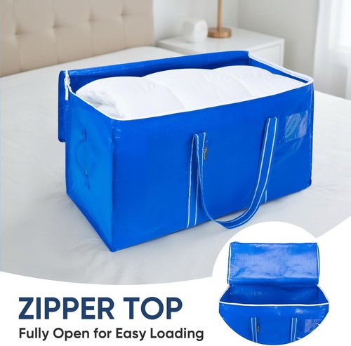 BALEINE Heavy-Duty Oversized Moving Bags - 6-Pack with Reinforced Handles for Clothes & Supplies | Royal Blue