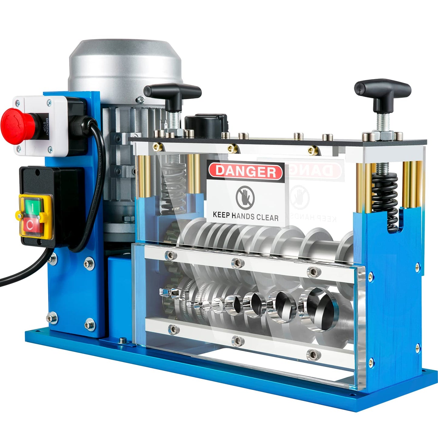 VEVOR Electric Wire Stripping Machine, 370W 0.06" - 1.5" Automatic Motorized Cable Stripper w/ 75 Feet/Minute Speed, 11 Channels 10 Blades Strip Machinery, Scrap Handling Tool for Recycling Copper