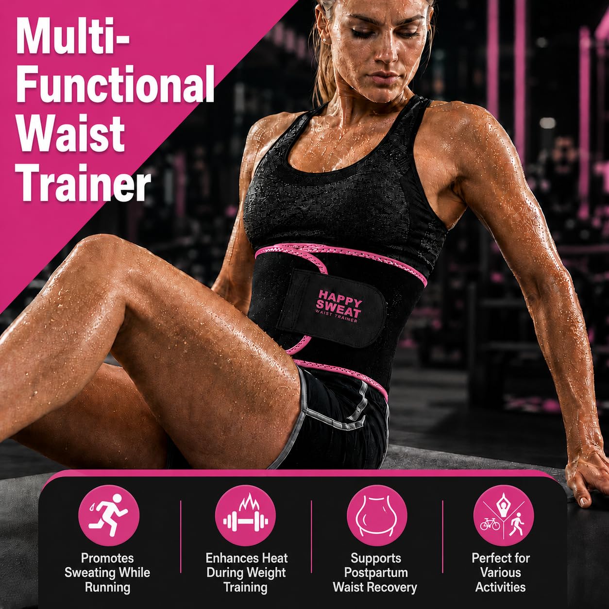 YITIANTL Waist Trainer for Women and Men Belly Fat, Neoprene Sauna Sweat Band, Stomach Wrap Waist Trimmer for Workout, Lower Back Support-Medium Pink