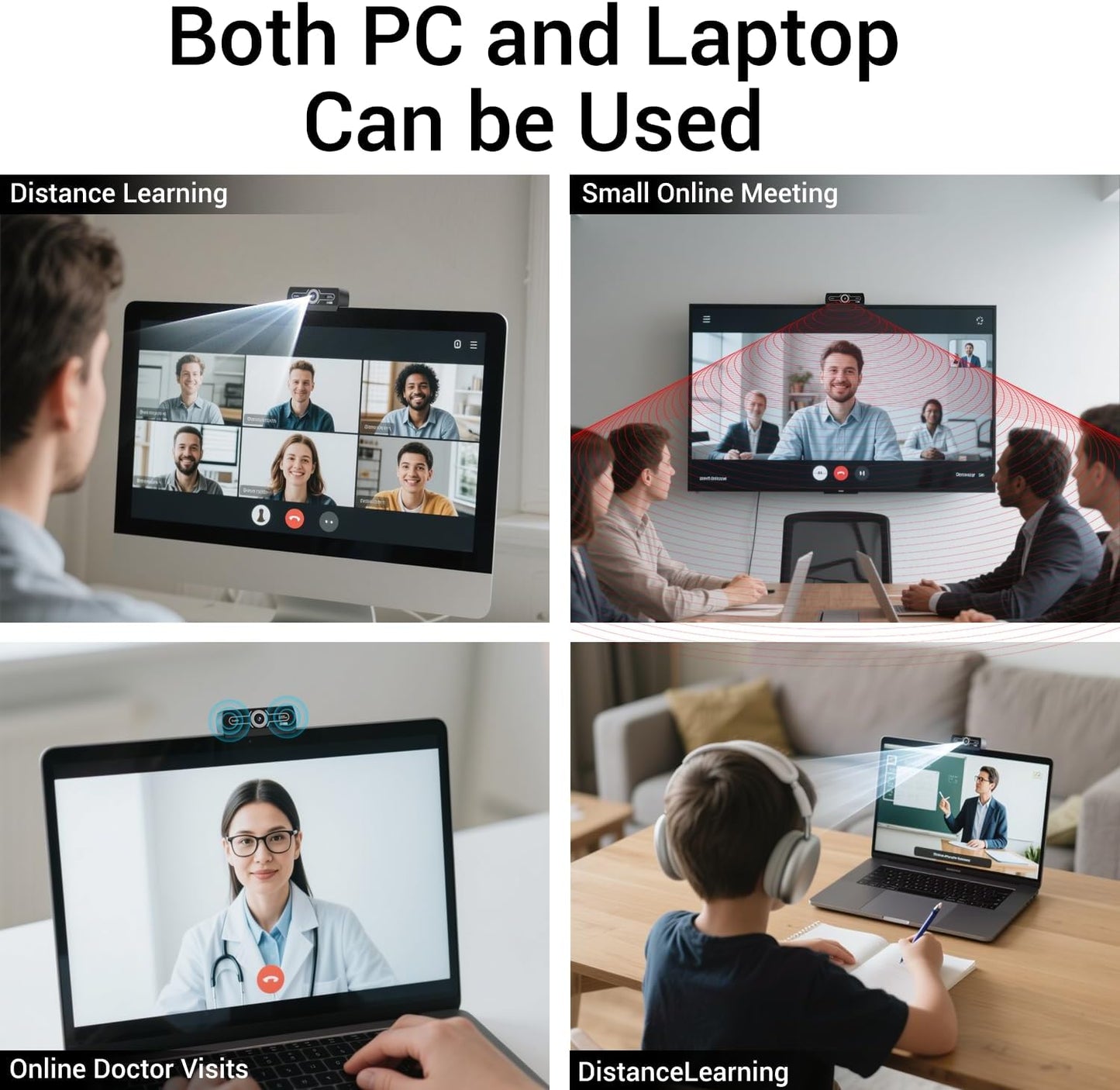 Diccik 2K 1440P Webcam with Microphone, QHD Web Cam for Desktop Computer, Plug and Play USB Computer Camera
