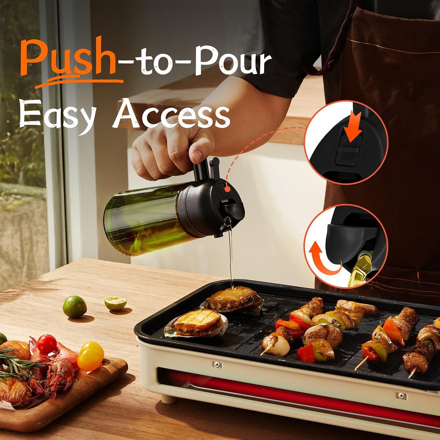 TrendPlain - Olive Oil Dispenser Bottle | 16oz/470ml Kitchen Gadget for Cooking & Air Fryer - Black