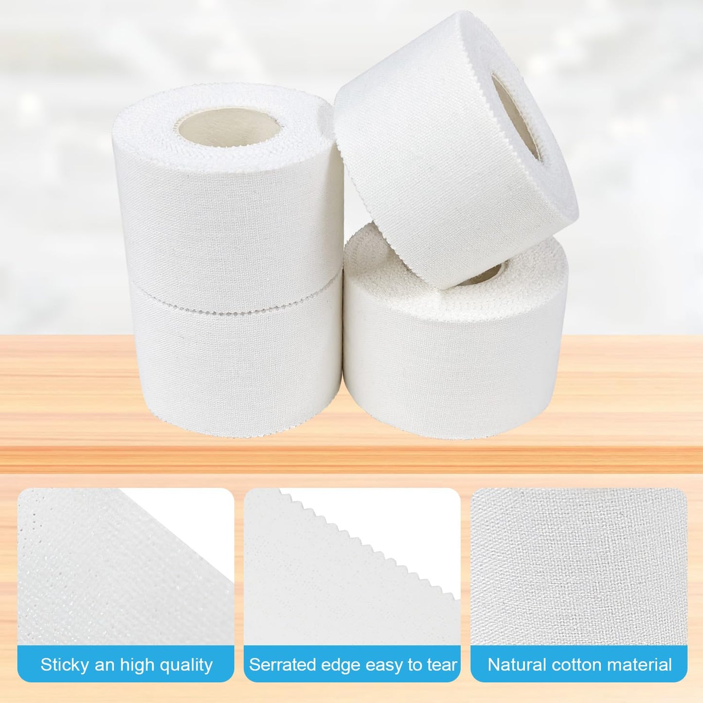COMOmed Athletic Tape - White Sport Tape - Easy Tear, Strong, No Sticky Reduce Wrist Ankle Tape for Athlete & Medical Trainers (2, White, 1.5 in x 45 ft)