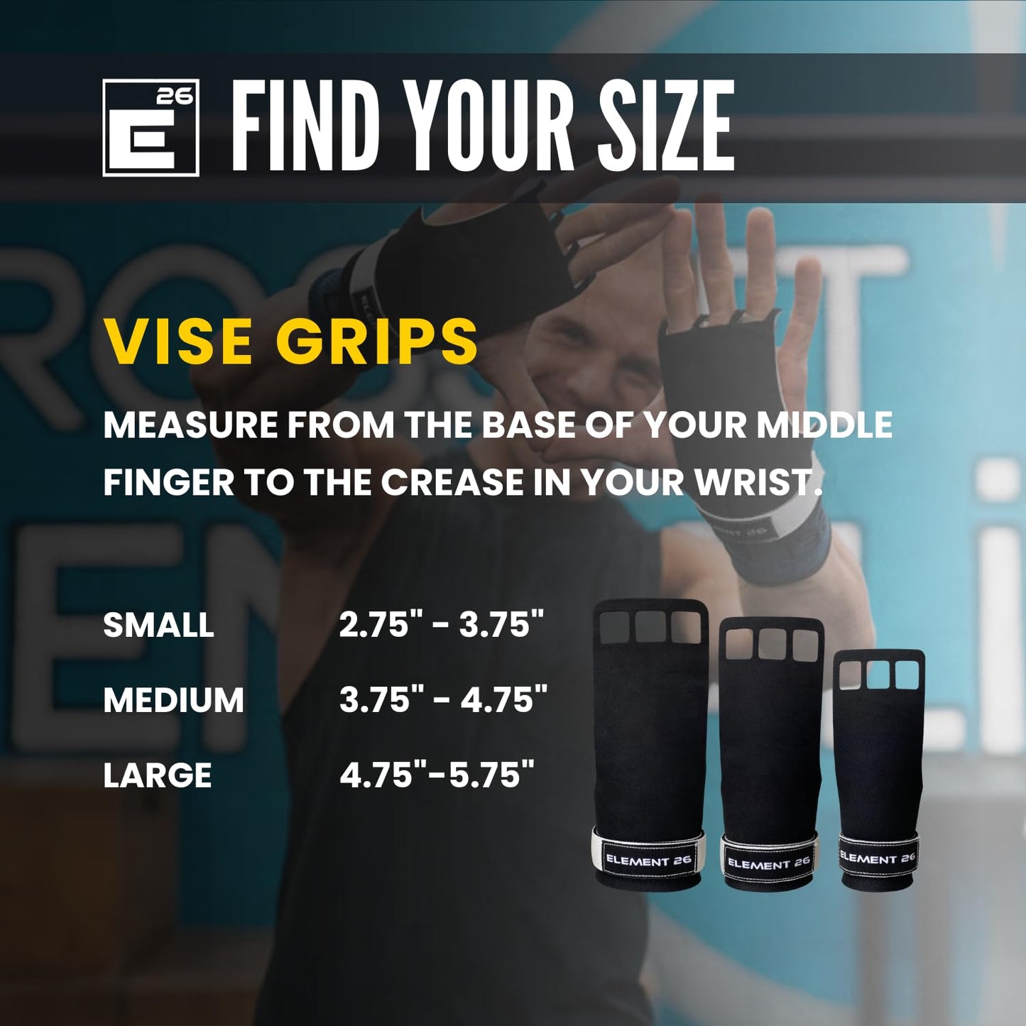 Element 26 Vise Grips - Gymnastics Grips, 3 Hole Hand Grips For Cross Training, WODs, Weightlifting & Hiit Training | Bar Grips For Weight Lifting - Pull Up Hand Grip For Men And Women - Medium, Black