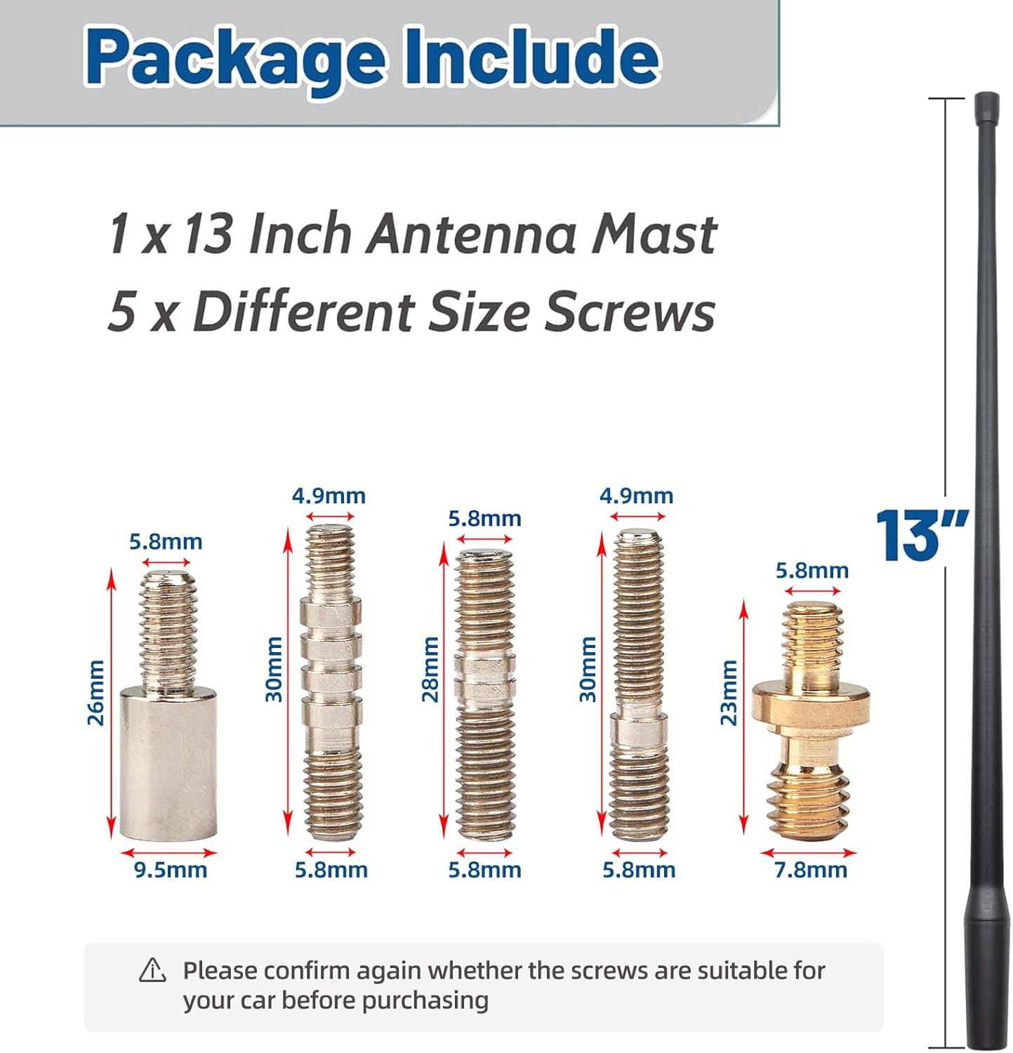 Anina 13 Inch Frontier(1998-2021) Titan(2004-2022) Antenna Mast for Nissan Aerial Antenna for FM/AM Radio Signal